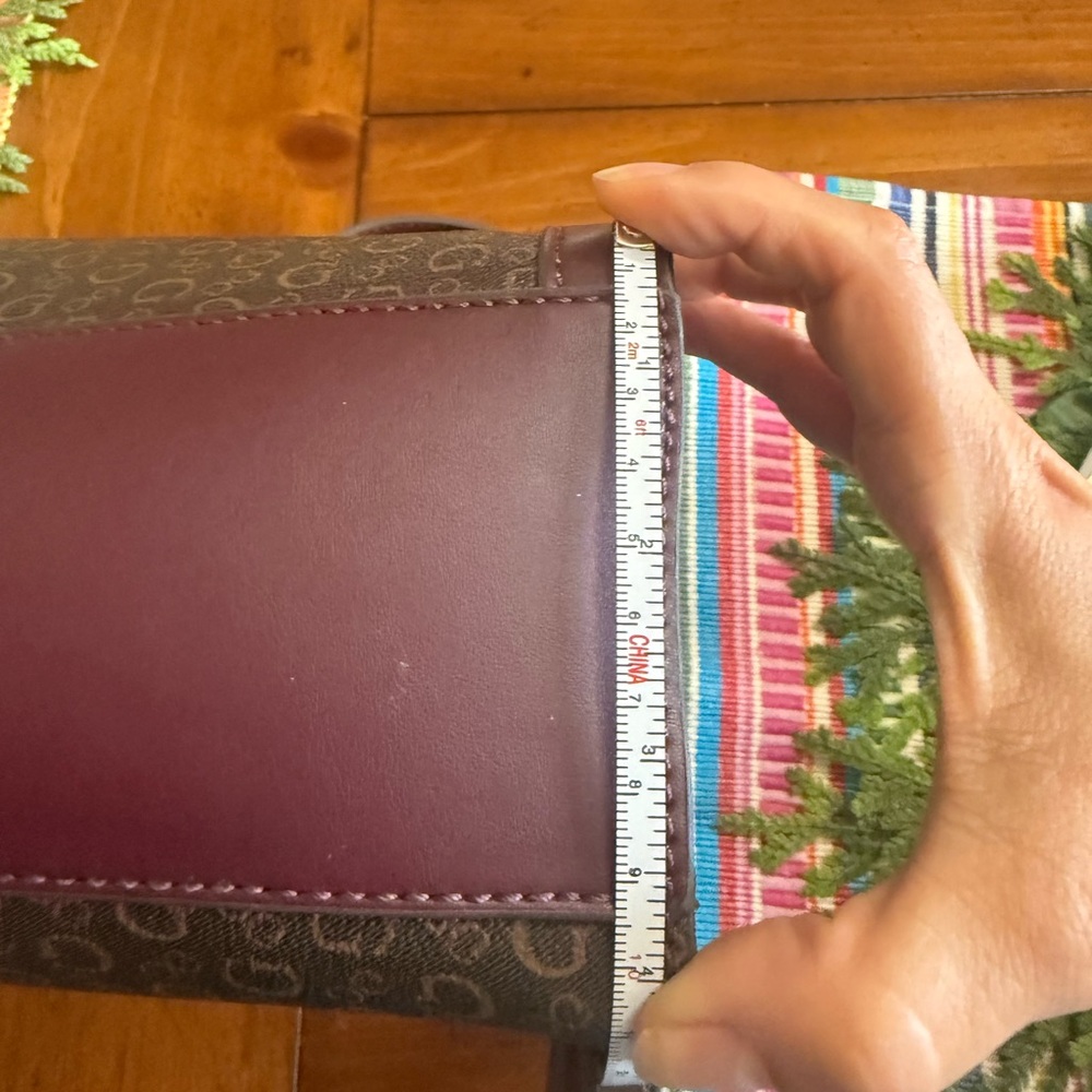 Guess Burgundy and Brown with muted Gold letters Shoulder Bag - Picture 8 of 10